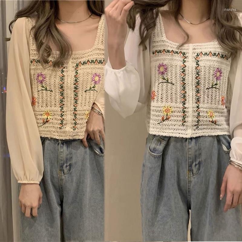 Women's Blouses Women Sweet Chiffon Puff Long Sleeve Shirt Square Neck Floral Embroidery Crochet Knit Blouse French Style Retro Casual Loose, W-m
Women's Blouses Women Sweet Chiffon Puff Long Sleeve Shirt Square Neck Floral Embroidery Crochet Knit Blouse French Style Retro Casual Loose, W-m