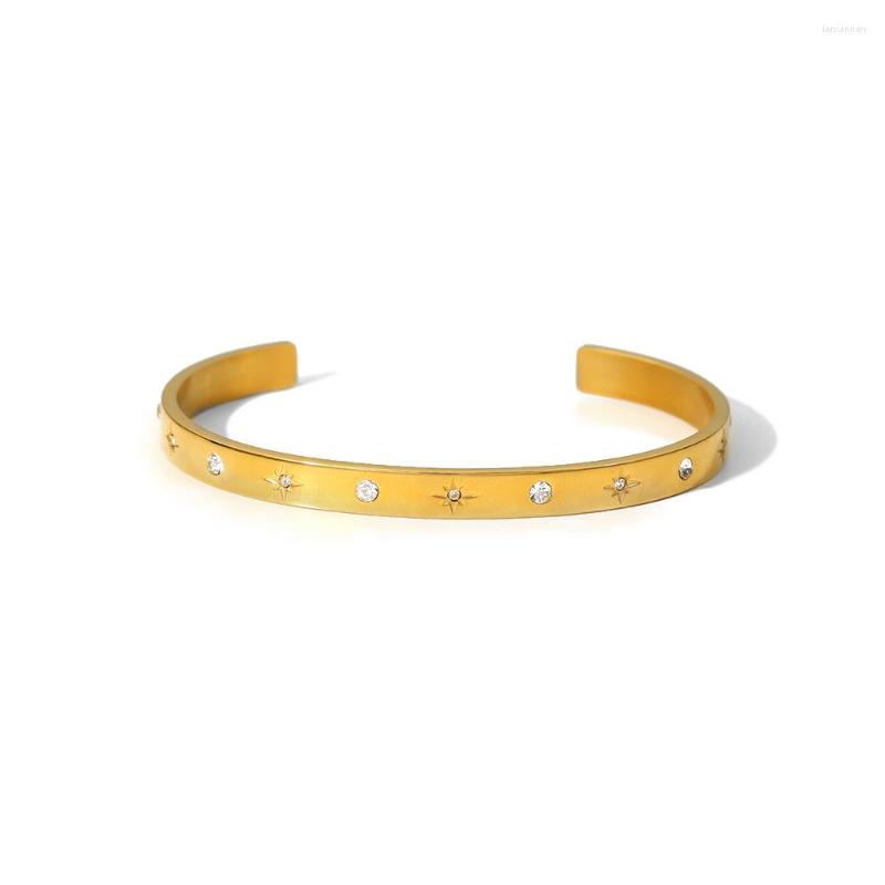 Bangle Water Proof Stainless Steel 18K Gold Plating Star Zircon Opening Bracelet For Women Charm Fashion Jewelry Gift
Bangle Water Proof Stainless Steel 18K Gold Plating Star Zircon Opening Bracelet For Women Charm Fashion Jewelry Gift