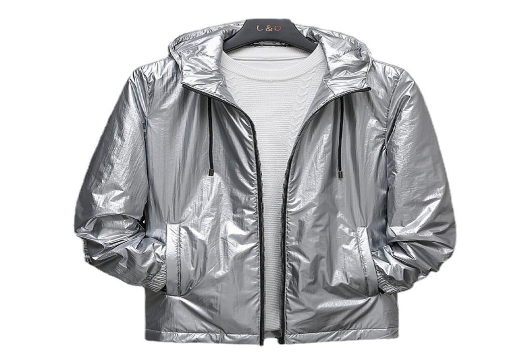 Shiny Silver Metallic Jacket Men Party Dance Night Club Mens Hip Hop Coats Slim Hooded Streetwear Jaqueta Masculina8384487, Gold 
Shiny Silver Metallic Jacket Men Party Dance Night Club Mens Hip Hop Coats Slim Hooded Streetwear Jaqueta Masculina8384487, Gold