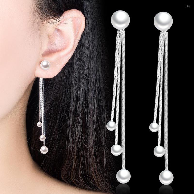 Stud Earrings Simple 925 Silver Needle Pearl Long Tassel Ripple Chain Brincos For Women Boucle D'oreille Pendientes Jewelry Gift 
Stud Earrings Simple 925 Silver Needle Pearl Long Tassel Ripple Chain Brincos For Women Boucle D'oreille Pendientes Jewelry Gift