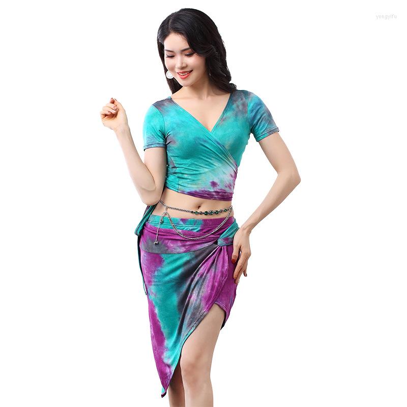Stage Wear Tie Dye Costume For Belly Dance Women Oriental Practice Outfit Class 2 Pieces Set V-neck Criss-Cross Top Skirt Long, Top and short skirt
Stage Wear Tie Dye Costume For Belly Dance Women Oriental Practice Outfit Class 2 Pieces Set V-neck Criss-Cross Top Skirt Long, Top and short skirt