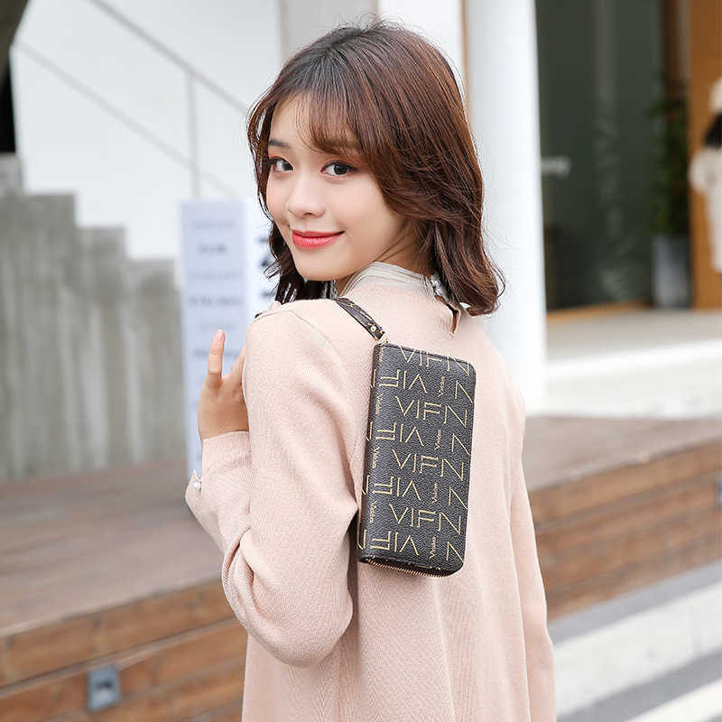 Letters Long Clutch Women's Bag Tri-fold Printed Card Position ID Position Coin Purse Ladies Wallet 0403