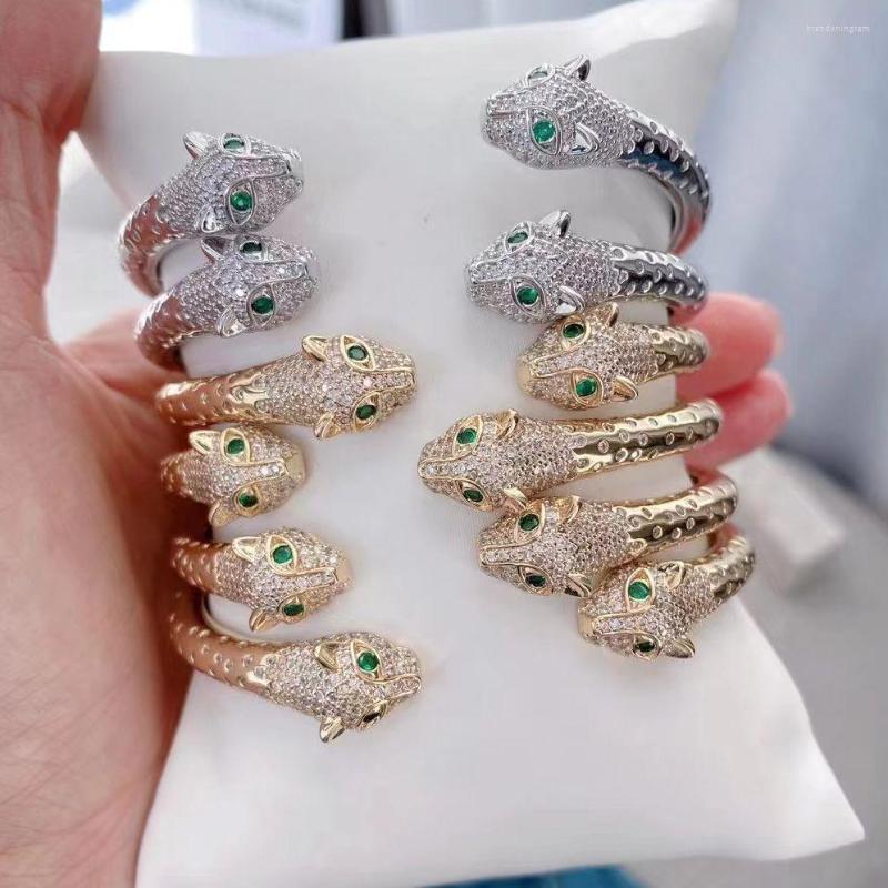 Bangle 3Pcs Trendy Gold Plated Full Paved Zirconia Double Leopard Head Copper Adjustable Bracelet 2023 Luxurious Jewelry
Bangle 3Pcs Trendy Gold Plated Full Paved Zirconia Double Leopard Head Copper Adjustable Bracelet 2023 Luxurious Jewelry