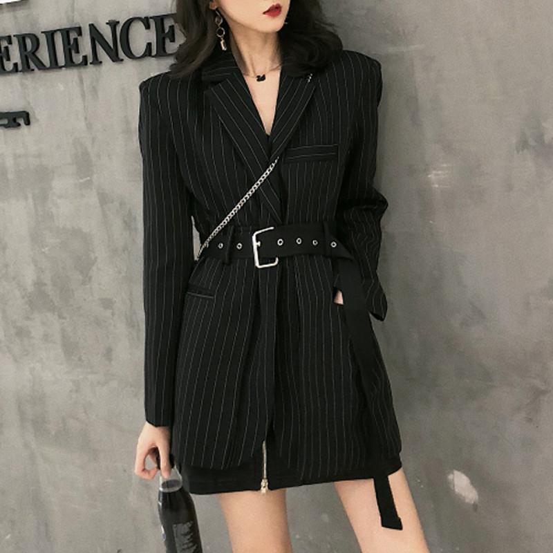 Women's Suits & Blazers Gaganight Black Striped Elegant Women Blazer Spring Autumn Long Sleeves Notched Sash Coat Vintage Chic Outwear Offic
Women's Suits & Blazers Gaganight Black Striped Elegant Women Blazer Spring Autumn Long Sleeves Notched Sash Coat Vintage Chic Outwear Offic