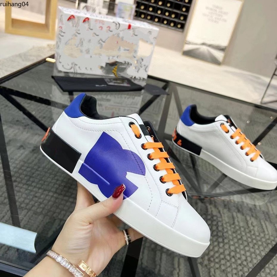 lady Flat Casual shoes womens Travel leather lace-up sneaker cowhide fashion Letters woman white brown shoe platform men gym sneakers mkjkkl rh400001