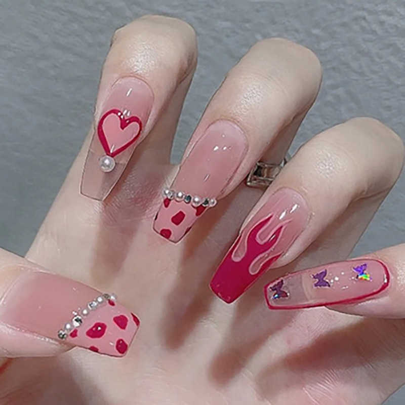 False Nails Wearing Long Enhancement Piece Removable Showing White in Spring and Summer Pure Lust Wind Net Red Love Fire Pattern 230317, Black
False Nails Wearing Long Enhancement Piece Removable Showing White in Spring and Summer Pure Lust Wind Net Red Love Fire Pattern 230317, Black