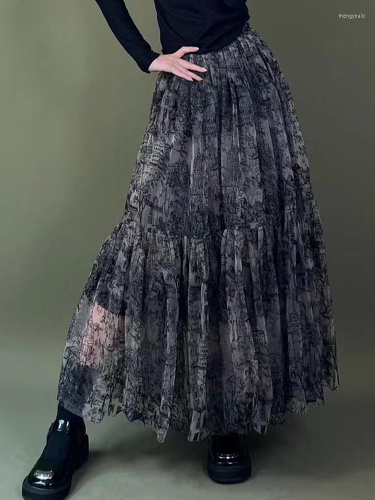 Skirts Designer Vintage Printed Gauze High-waisted Half Skirt Women' Spring Fashion Everything Loose Big Swing A-line Pomp, Khaki
Skirts Designer Vintage Printed Gauze High-waisted Half Skirt Women' Spring Fashion Everything Loose Big Swing A-line Pomp, Khaki