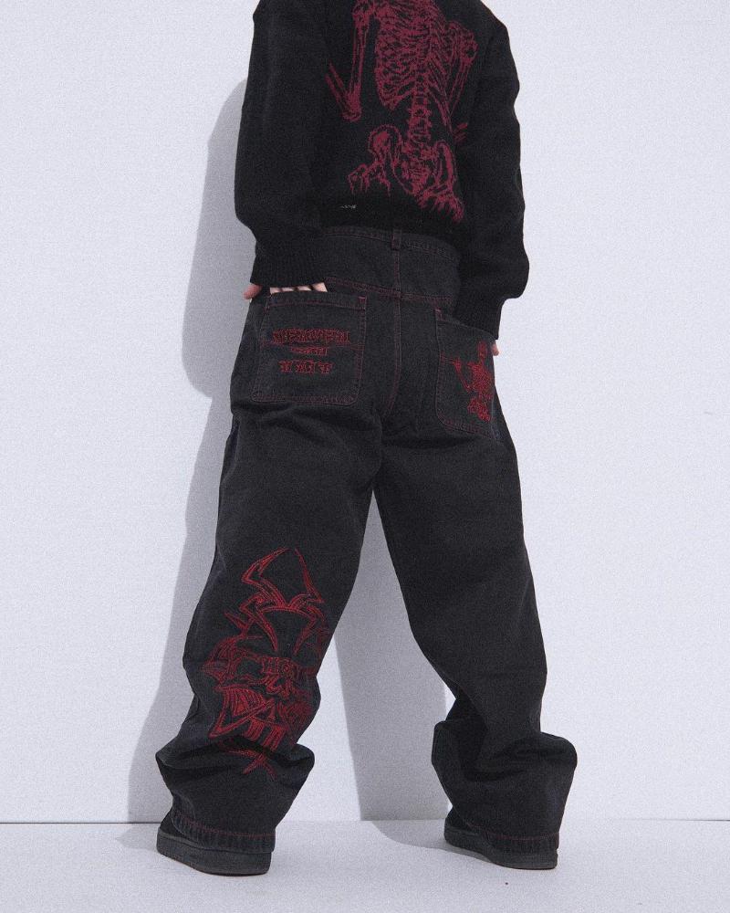 Women' Jeans Harajuku Denim Skull Embroidery Men' American Style High Street Straight Oversized Y2K Trousers Loose Casual Pants
Women' Jeans Harajuku Denim Skull Embroidery Men' American Style High Street Straight Oversized Y2K Trousers Loose Casual Pants