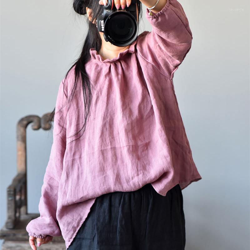 Women's Blouses Women Linen Ruffled Tops Solid Color Retro Thin Blouse Ladies Vintage Loose Shirt Female Plus Size Shirts Autumn Summer, Blue purple
Women's Blouses Women Linen Ruffled Tops Solid Color Retro Thin Blouse Ladies Vintage Loose Shirt Female Plus Size Shirts Autumn Summer, Blue purple