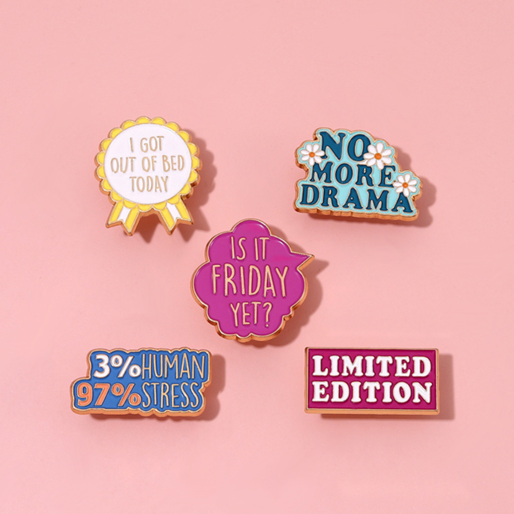 Brooches Pin for Women Men for Coat Shirt Sweater Jewelry Letter It's Friday Study Metal Bag Decor Brooches and Pins for Sale