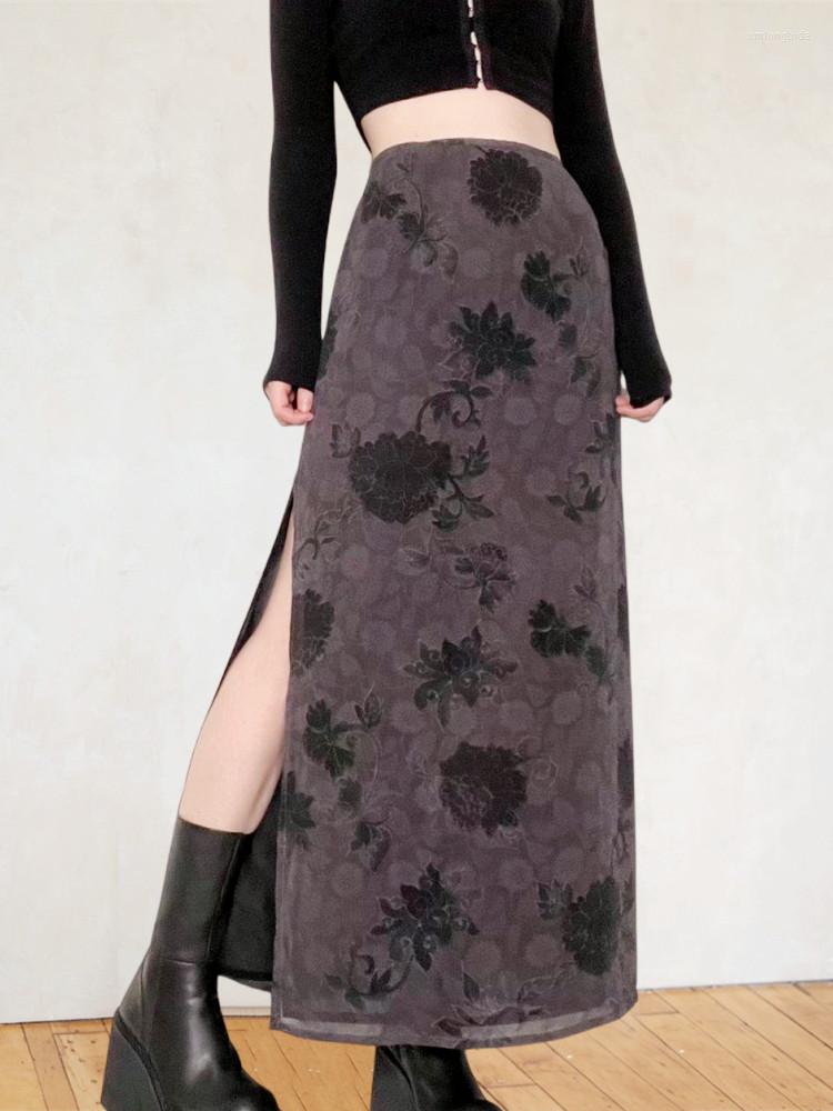 Skirts Women Gothic Grunge Y2K High Waist Floral Split Bodycon Long Skirt 2023 Summer Casual Bohemian Streetwear, Gray
Skirts Women Gothic Grunge Y2K High Waist Floral Split Bodycon Long Skirt 2023 Summer Casual Bohemian Streetwear, Gray