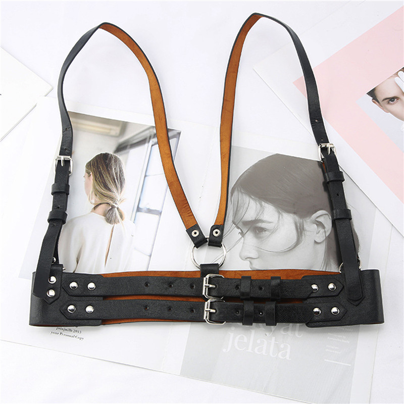 Suspenders Fashion Sexy Women Pu Leather Suspender Harness Belt Adjustable Chest Waist Body Bondage Straps Gothic Punk Lingerie Garter Belt 230316