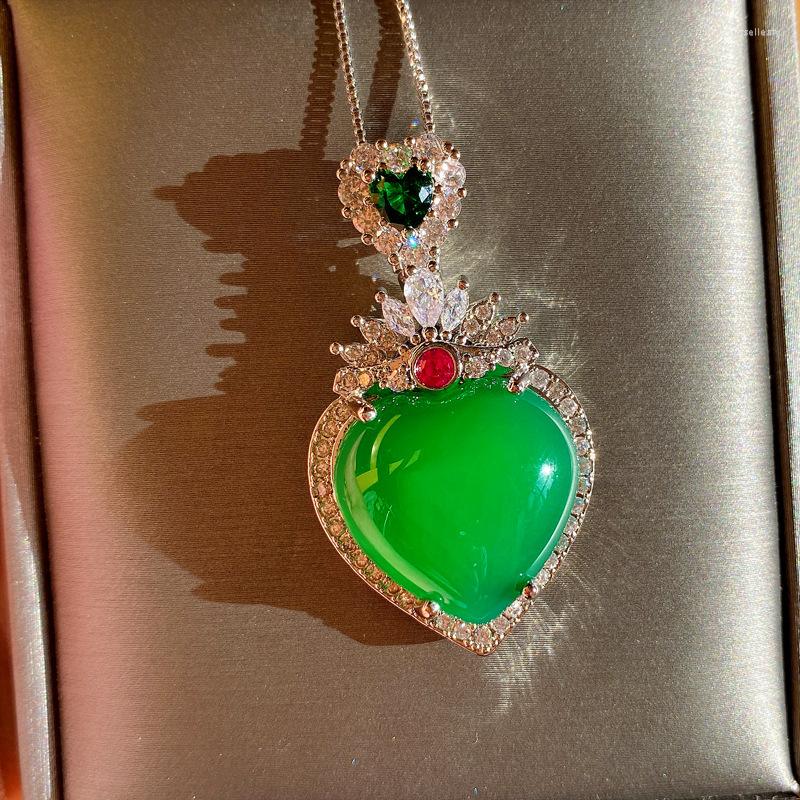 Chains High Quality Fashion S925 Silver Necklace Green Heart Pendant Suitable For Couple Gifts
Chains High Quality Fashion S925 Silver Necklace Green Heart Pendant Suitable For Couple Gifts