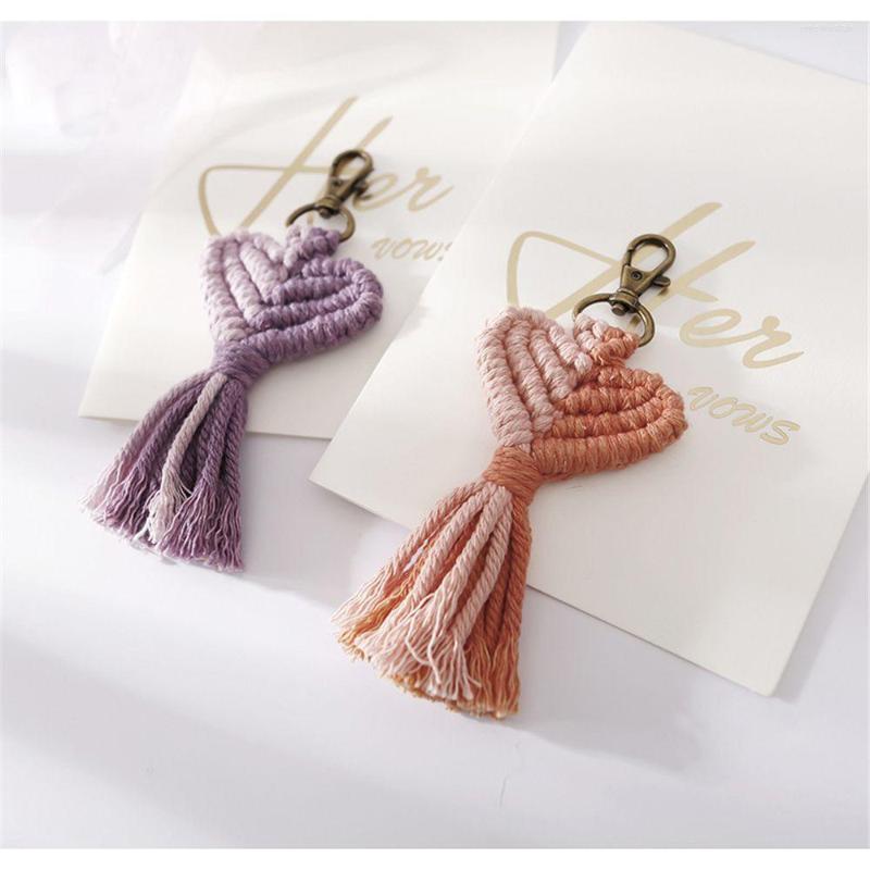 Keychains Boho Handmade Woven Macrame Heart Keychain With Leaf Designer Bag Pendent Car Keyring Holder Love Tassel 2023
Keychains Boho Handmade Woven Macrame Heart Keychain With Leaf Designer Bag Pendent Car Keyring Holder Love Tassel 2023