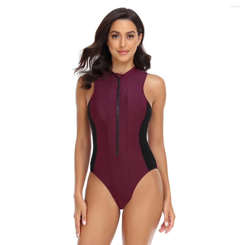Women' Swimwear Zipper Front Plus Size One Piece Swimsuit Women Splicing Long Sleeve Surfing Suit Monokini Patchwork Surf Bathing Suits, Burgundy
Women' Swimwear Zipper Front Plus Size One Piece Swimsuit Women Splicing Long Sleeve Surfing Suit Monokini Patchwork Surf Bathing Suits, Burgundy