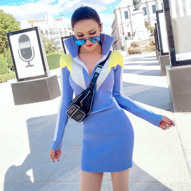 Casual Dresses Women' Sweater Dress Autumn & Winter Zipper Collar Ladies Patchwork Colors Sweaters Female Slim Wrap Hip Knitted, Blue
Casual Dresses Women' Sweater Dress Autumn & Winter Zipper Collar Ladies Patchwork Colors Sweaters Female Slim Wrap Hip Knitted, Blue