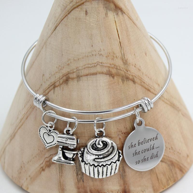Charm Bracelets 10PCS Stainless Steel Bangle Adjustable Wire Baking Cup Cake Baker Bracelet For Women Jewelry Bakers Gifts
Charm Bracelets 10PCS Stainless Steel Bangle Adjustable Wire Baking Cup Cake Baker Bracelet For Women Jewelry Bakers Gifts
