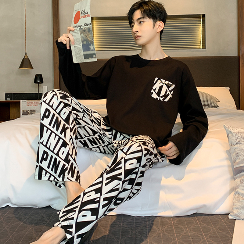 Men's Sleepwear Pajama Sets for Men Long Sleeve Trousers Pajamas Spring Autumn Men's Home Clothes Suit Cotton Comfort Sleepwear Lounge Wear 