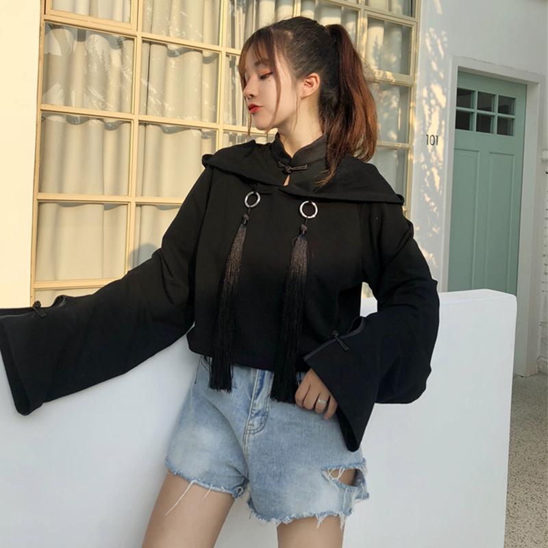 Women's Hoodies & Sweatshirts Vintage Chinese Style Full Sleeve Black Hooded Woman Spring Autumn Fashion Brand Clothing Tassel Loose
Women's Hoodies & Sweatshirts Vintage Chinese Style Full Sleeve Black Hooded Woman Spring Autumn Fashion Brand Clothing Tassel Loose
