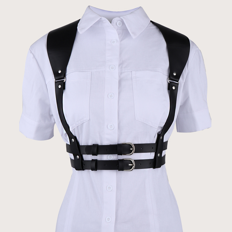 Suspenders Women Leather Harness Belt Strap Girdle Sexy Lady Handmade Belt Decorative Shirt Dress Smooth Buckle Vest Harness For Female 230316
