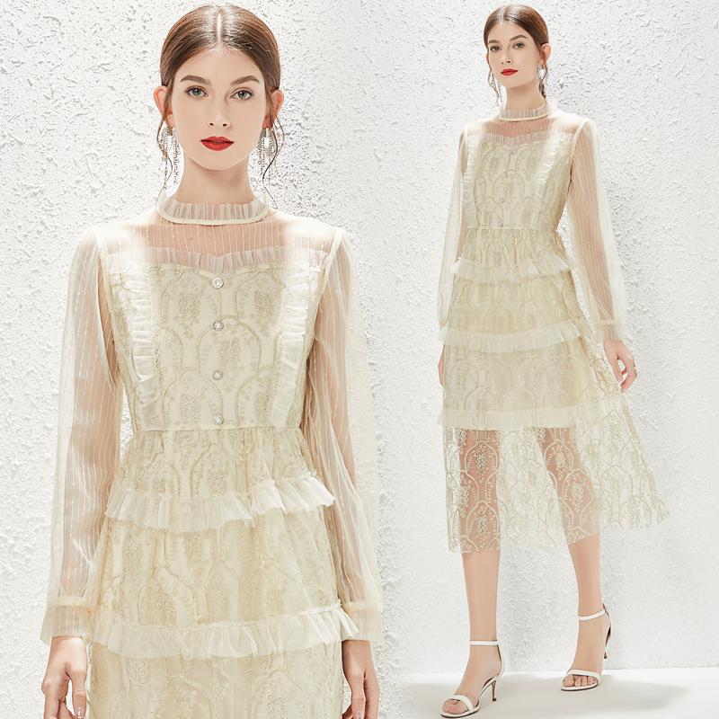 Casual Dresses Luxury Fashion Mesh Summer Party Dress French Elegant Women Ruffles Flower Embroidery Patchwork See Though Tulle Long, Beige
Casual Dresses Luxury Fashion Mesh Summer Party Dress French Elegant Women Ruffles Flower Embroidery Patchwork See Though Tulle Long, Beige