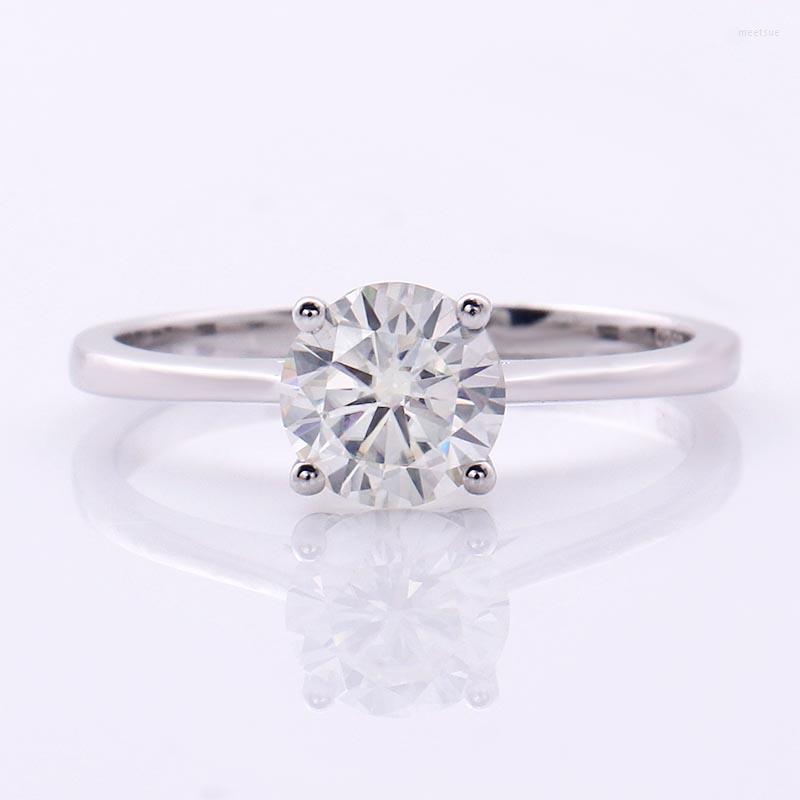Cluster Rings Round 18K White Gold Plated 925 Silver Ring Moissanite Diamond Test Passed Jewelry Woman Girlfriend Gift