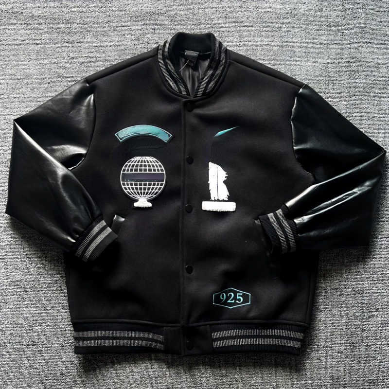 Men's jacket designer baseball suit embroidered letter coat leather stitching long sleeved shirt street fashion loose wool woolen jackets men women thermal top, Black
Men's jacket designer baseball suit embroidered letter coat leather stitching long sleeved shirt street fashion loose wool woolen jackets men women thermal top, Black