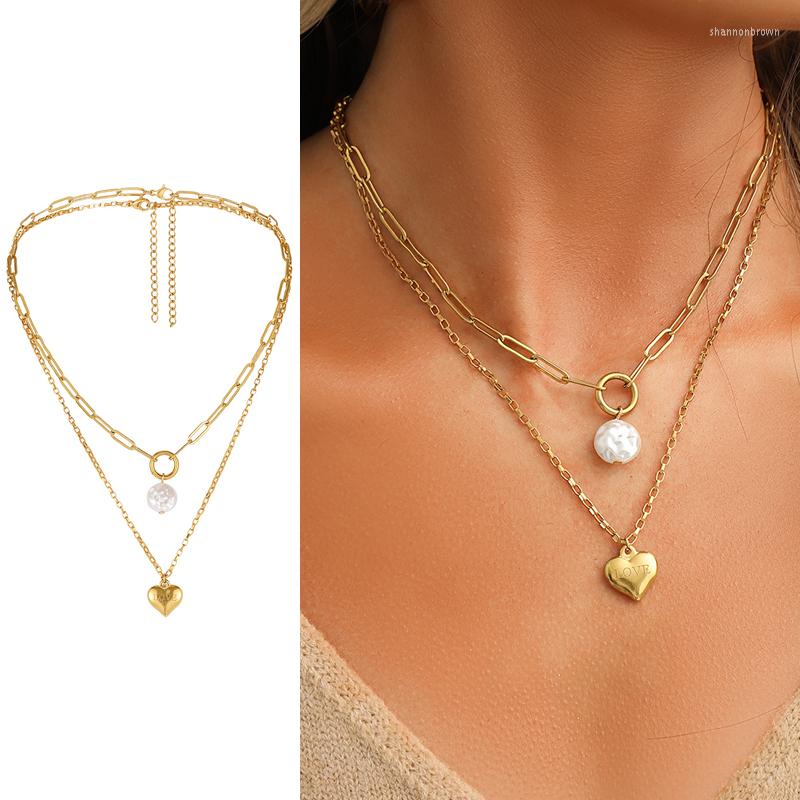 Pendant Necklaces Multi-layered Baroque Pearl Heart Necklace For Women Vintage Multi Layer Link Chain Punk Aesthetic Jewelry
Pendant Necklaces Multi-layered Baroque Pearl Heart Necklace For Women Vintage Multi Layer Link Chain Punk Aesthetic Jewelry