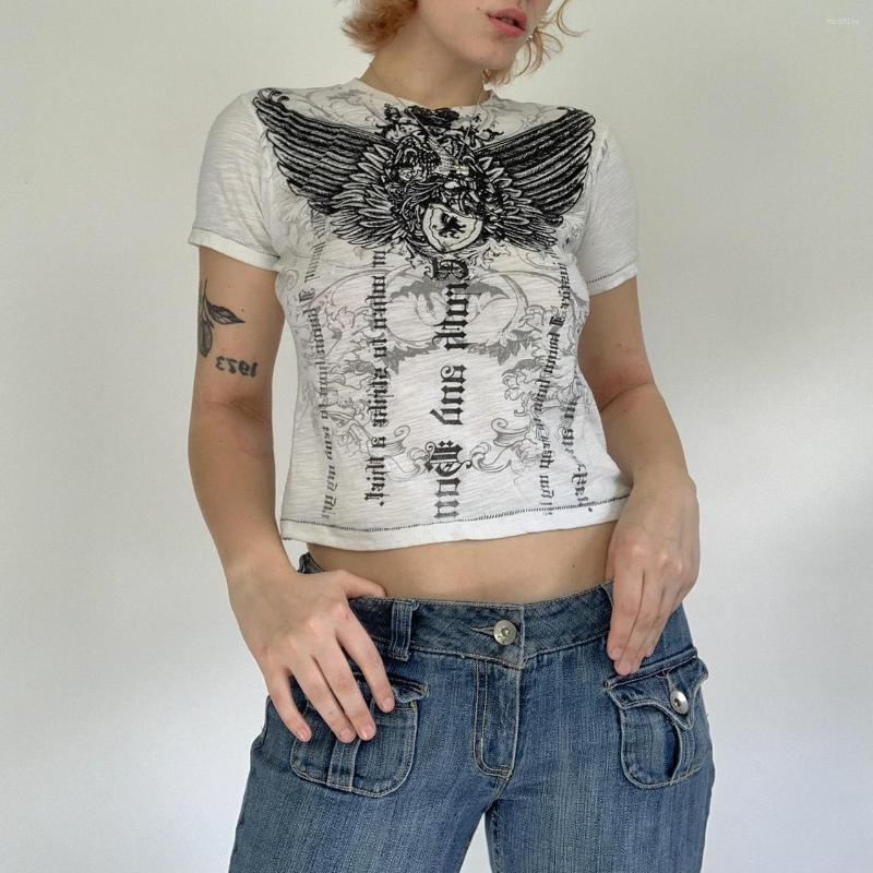 Women' T Shirts Stylish Abstract Wing Letter Printed T-Shirts Short Sleeve Round Neck Slim Wild Female Casual Summer Crop Tops Navel Tees, White
Women' T Shirts Stylish Abstract Wing Letter Printed T-Shirts Short Sleeve Round Neck Slim Wild Female Casual Summer Crop Tops Navel Tees, White