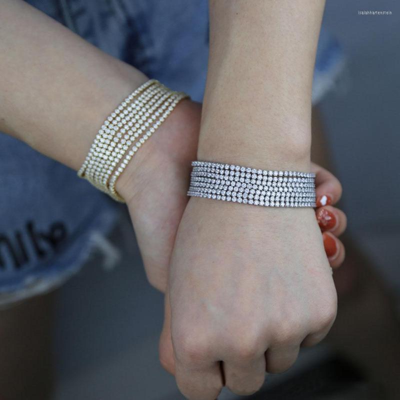 Bangle 2mm 7-row Zircon Tennis Chain Bracelet