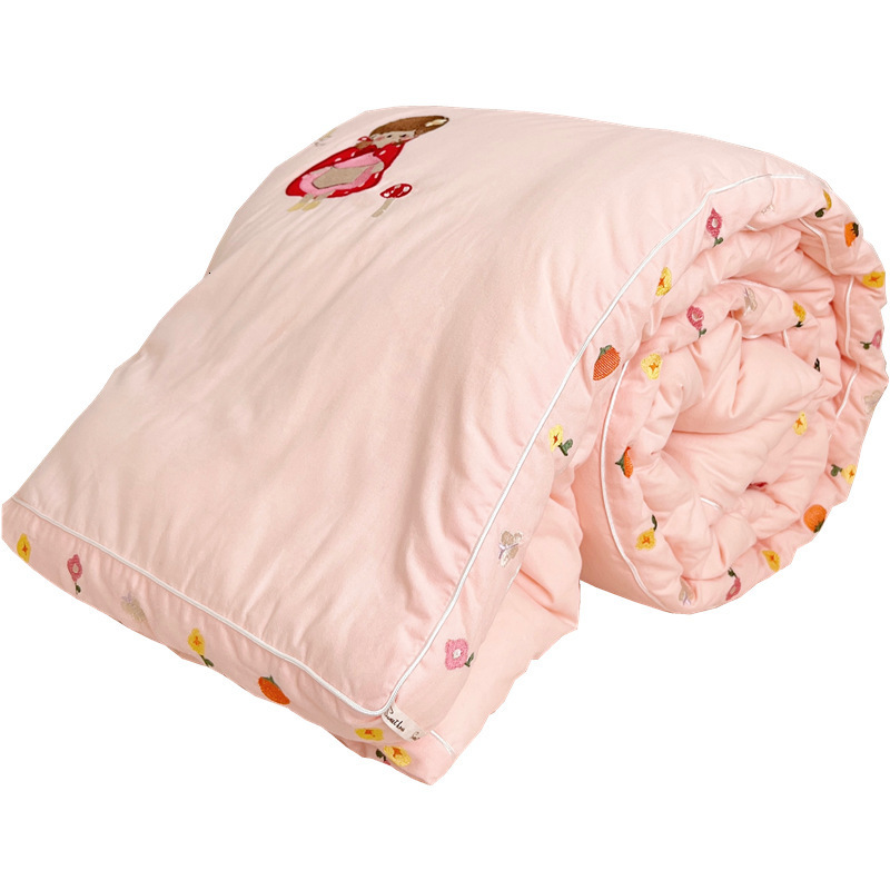 Quilts Grade A Pure Cotton Brushed Thick Pink Three-Dimensional Edge Bread Quilt Autumn And Winter Warm Soybean Quilt Children's Single 230317