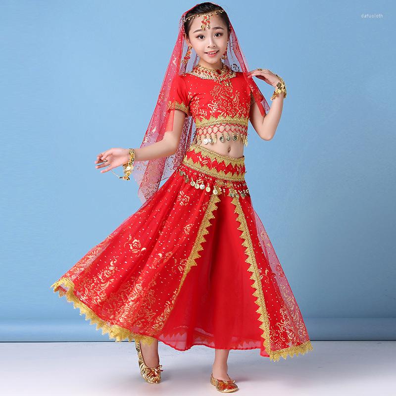 Stage Wear 2023 Sari Dance Children Belly Bollywood Costume Set Girls Flowers Outfit 5pcs (Top Belt Skirt Veil Headpiece), Fuchsia
Stage Wear 2023 Sari Dance Children Belly Bollywood Costume Set Girls Flowers Outfit 5pcs (Top Belt Skirt Veil Headpiece), Fuchsia