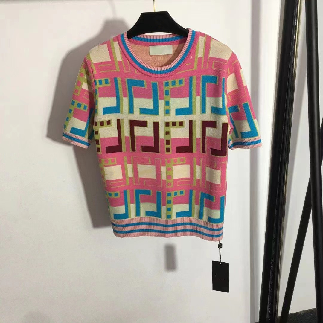 Designer Women's Knits & Tees Stitching Color Ice Silk Knitted Short Sleeve Tees Fashion New Luxury Quality T-shirt Top, Contrast color
Designer Women's Knits & Tees Stitching Color Ice Silk Knitted Short Sleeve Tees Fashion New Luxury Quality T-shirt Top, Contrast color