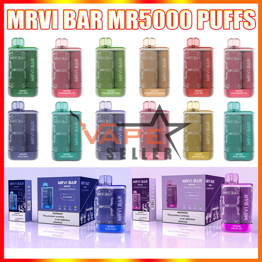 Original MRVI BAR 5000 Puffs Disposable Vape Pen E Cigarette With Rechargeable 600mAh Battery 13ml Prefilled Pod 5000 Puffs Box VS Elf TE5000
Original MRVI BAR 5000 Puffs Disposable Vape Pen E Cigarette With Rechargeable 600mAh Battery 13ml Prefilled Pod 5000 Puffs Box VS Elf TE5000