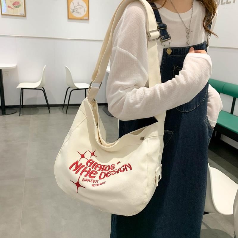 Evening Bags Canvas Shoulder Bag Large Capacity Embroidered Letters Travel Handbags Soft Fashion Casual Simple Portable For Weekend Vacation, Black
Evening Bags Canvas Shoulder Bag Large Capacity Embroidered Letters Travel Handbags Soft Fashion Casual Simple Portable For Weekend Vacation, Black