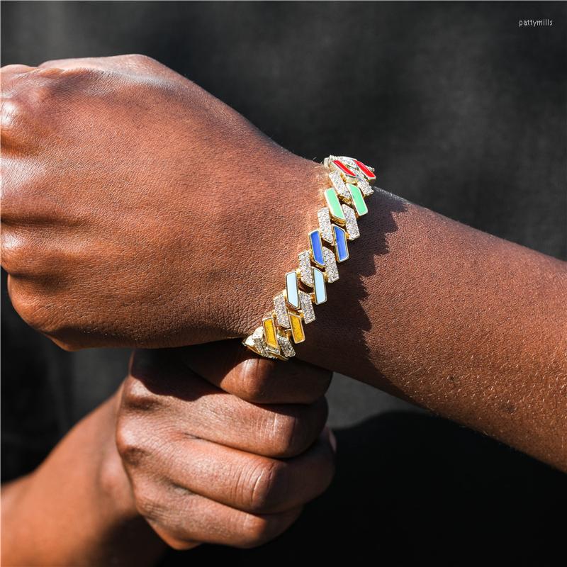 Link Bracelets Fashion Couple 15mm Colorful Dripping Oil Cuban Prong Bracelet With Spring Clasp HipHop Punk Jewelry For Gift
Link Bracelets Fashion Couple 15mm Colorful Dripping Oil Cuban Prong Bracelet With Spring Clasp HipHop Punk Jewelry For Gift