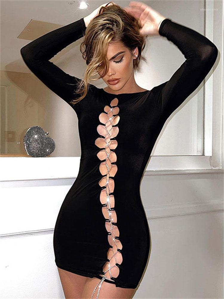 Casual Dresses Tossy Lace-Up Hollow Out Party Dress Long Sleeve Bodycon Slim Mini Deep V-Neck Vestidos Sparkle Night Club Sexy, Black
Casual Dresses Tossy Lace-Up Hollow Out Party Dress Long Sleeve Bodycon Slim Mini Deep V-Neck Vestidos Sparkle Night Club Sexy, Black
