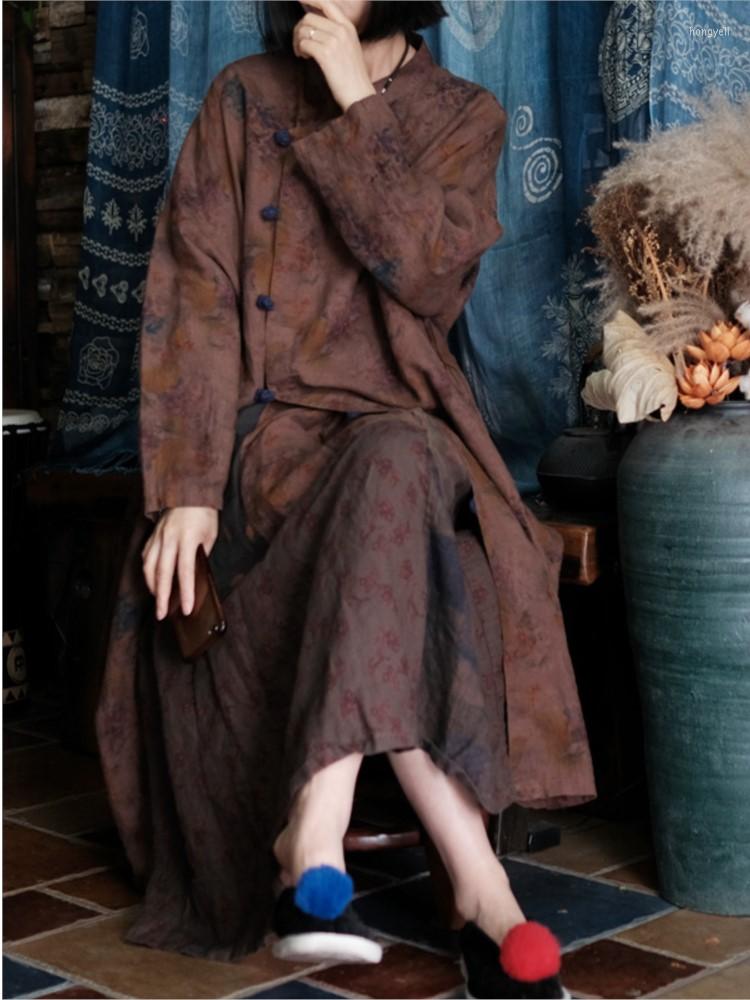 Casual Dresses 2023 Stand Button Flax Dress Women Spring Autumn Long Sleeve Retro Printing Robes Maxi Vestidos, Figure 2
Casual Dresses 2023 Stand Button Flax Dress Women Spring Autumn Long Sleeve Retro Printing Robes Maxi Vestidos, Figure 2