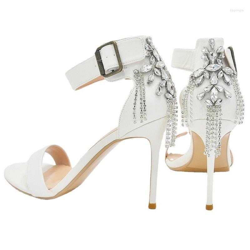 Sandals Summer Open Toe Rhinestone Tassel White PU Slim High Heel Fashion Party Dress Versatile Large Women's Shoes, Heel height 11cm
Sandals Summer Open Toe Rhinestone Tassel White PU Slim High Heel Fashion Party Dress Versatile Large Women's Shoes, Heel height 11cm