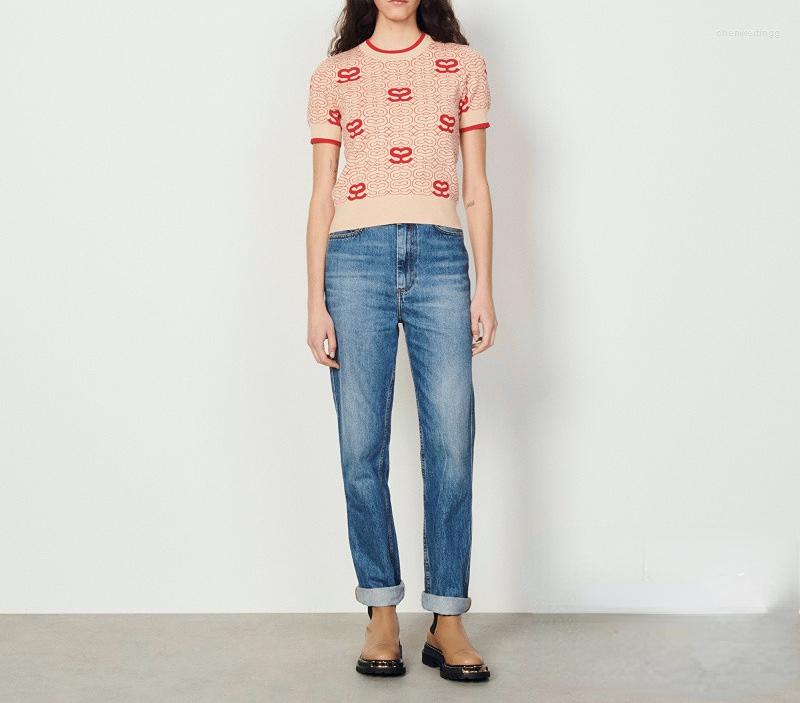 Women' T Shirts Wool Blended Round-neck T-shirt 2023 Spring And Summer French Jacquard Pullover Knitted Short-sleeved Top For Women, Red
Women' T Shirts Wool Blended Round-neck T-shirt 2023 Spring And Summer French Jacquard Pullover Knitted Short-sleeved Top For Women, Red