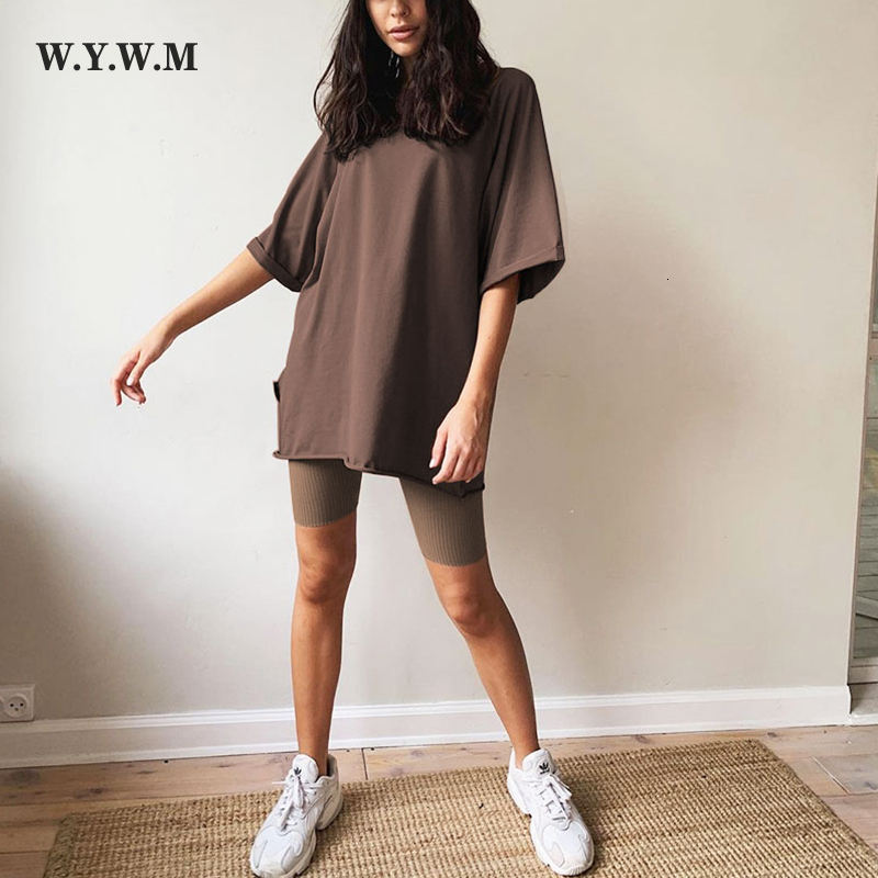 Womens Two Piece Pants WYWM Summer Loose Sets Women Harajuku Oversized Two Pieces Cotton Tshirts High Waist Knitted Shorts Lazy Oaf Female Tracksuit 230316, Beige
Womens Two Piece Pants WYWM Summer Loose Sets Women Harajuku Oversized Two Pieces Cotton Tshirts High Waist Knitted Shorts Lazy Oaf Female Tracksuit 230316, Beige