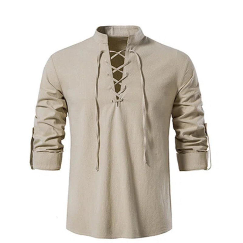 Men' T-Shirts V-neck shirt T-shirt Fashion Vintage Thin Long Sleeve Top men Casual Breathable Viking Front Lace Up man Shirts 230317, White
Men' T-Shirts V-neck shirt T-shirt Fashion Vintage Thin Long Sleeve Top men Casual Breathable Viking Front Lace Up man Shirts 230317, White
