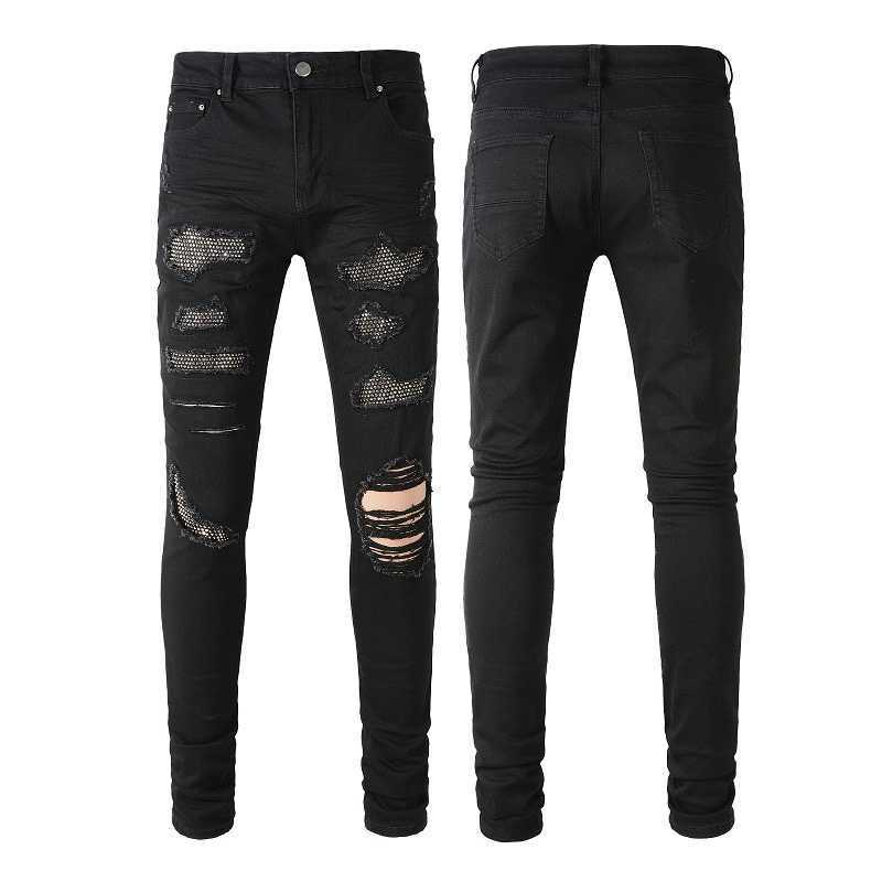 Jeans Mens Am1r1 Trousers Pants Mirri Ripped Fashion Designer Brand New Men's White Embroidery Patch Elastic Slim Denim Hip Hop High A29A, Black
Jeans Mens Am1r1 Trousers Pants Mirri Ripped Fashion Designer Brand New Men's White Embroidery Patch Elastic Slim Denim Hip Hop High A29A, Black