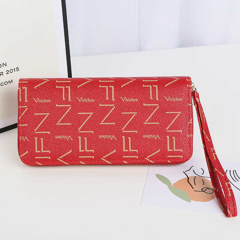 Letters Long Clutch Women's Bag Tri-fold Printed Card Position ID Position Coin Purse Ladies Wallet 0403