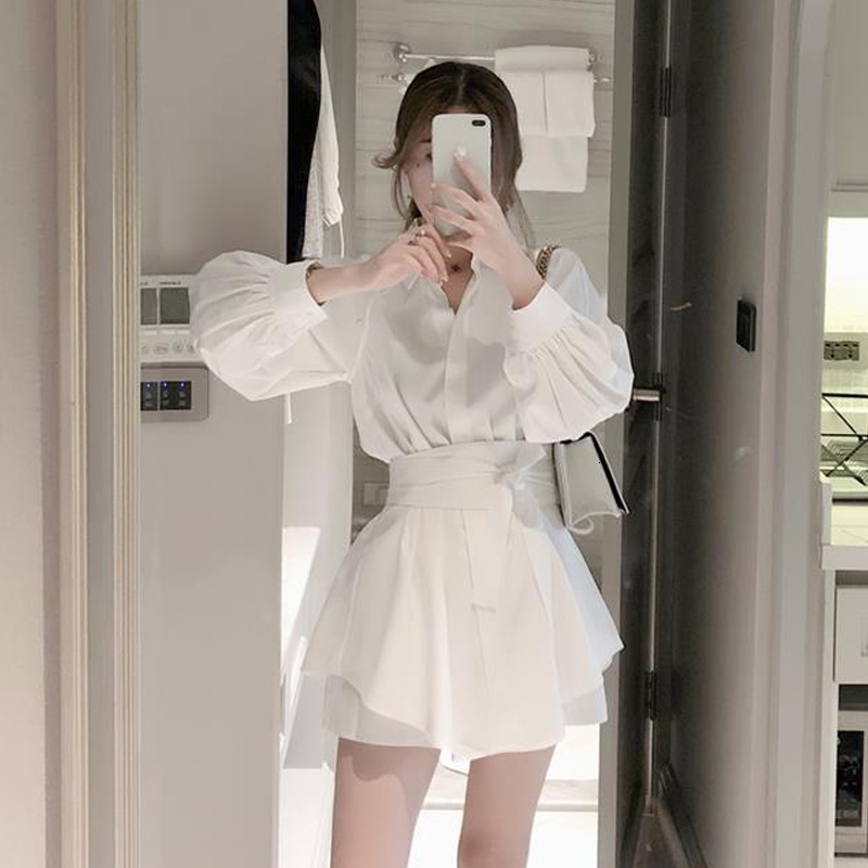 Womens Two Piece Pants Women Korean Suits Long Sleeve Sashes Lacing Bow Blouses Shorts Female 2 Piece Set Outfits Spring Summer Clothes Set 230316, Black short sleeve 
Womens Two Piece Pants Women Korean Suits Long Sleeve Sashes Lacing Bow Blouses Shorts Female 2 Piece Set Outfits Spring Summer Clothes Set 230316, Black short sleeve