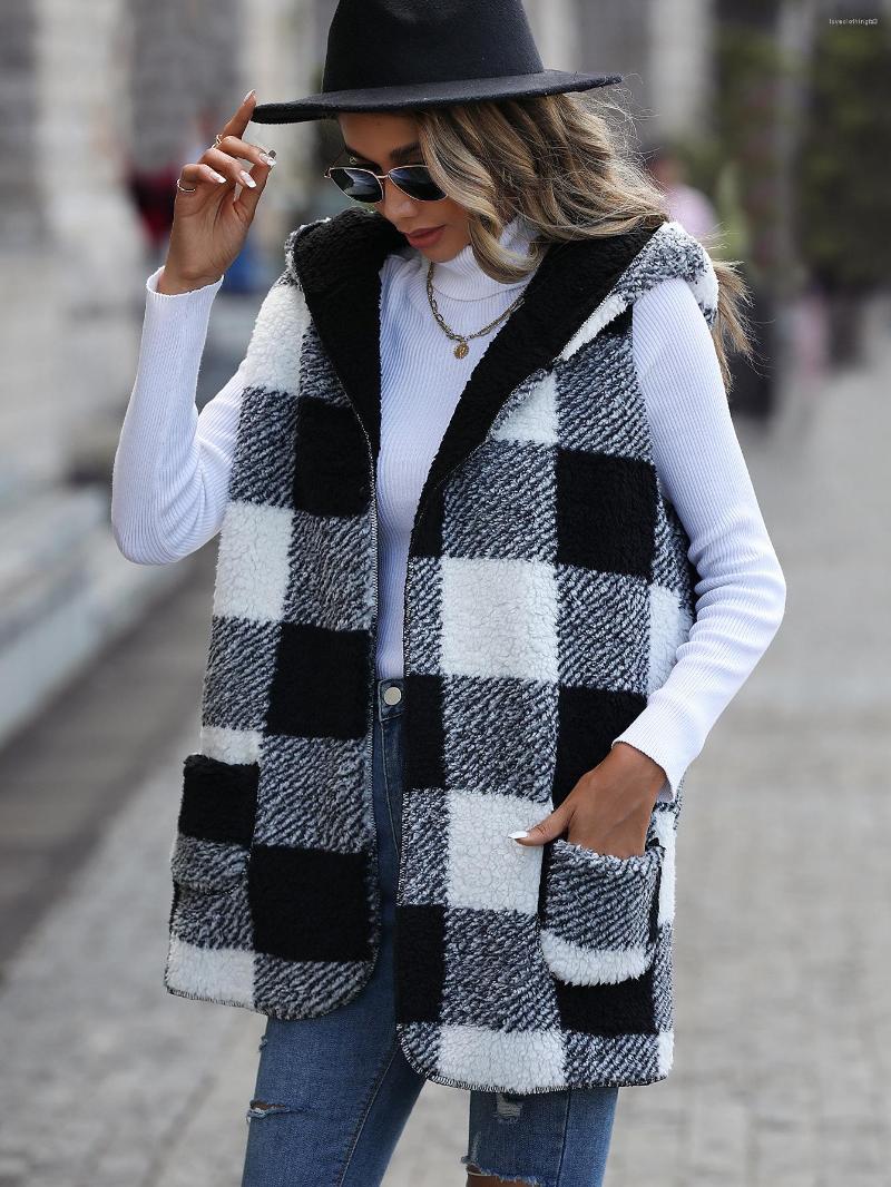 Women' Jackets Plaid Double-sided Velvet Loose Coat Casual Women Middle Long Hooded Sleeveless Winter, Black
Women' Jackets Plaid Double-sided Velvet Loose Coat Casual Women Middle Long Hooded Sleeveless Winter, Black