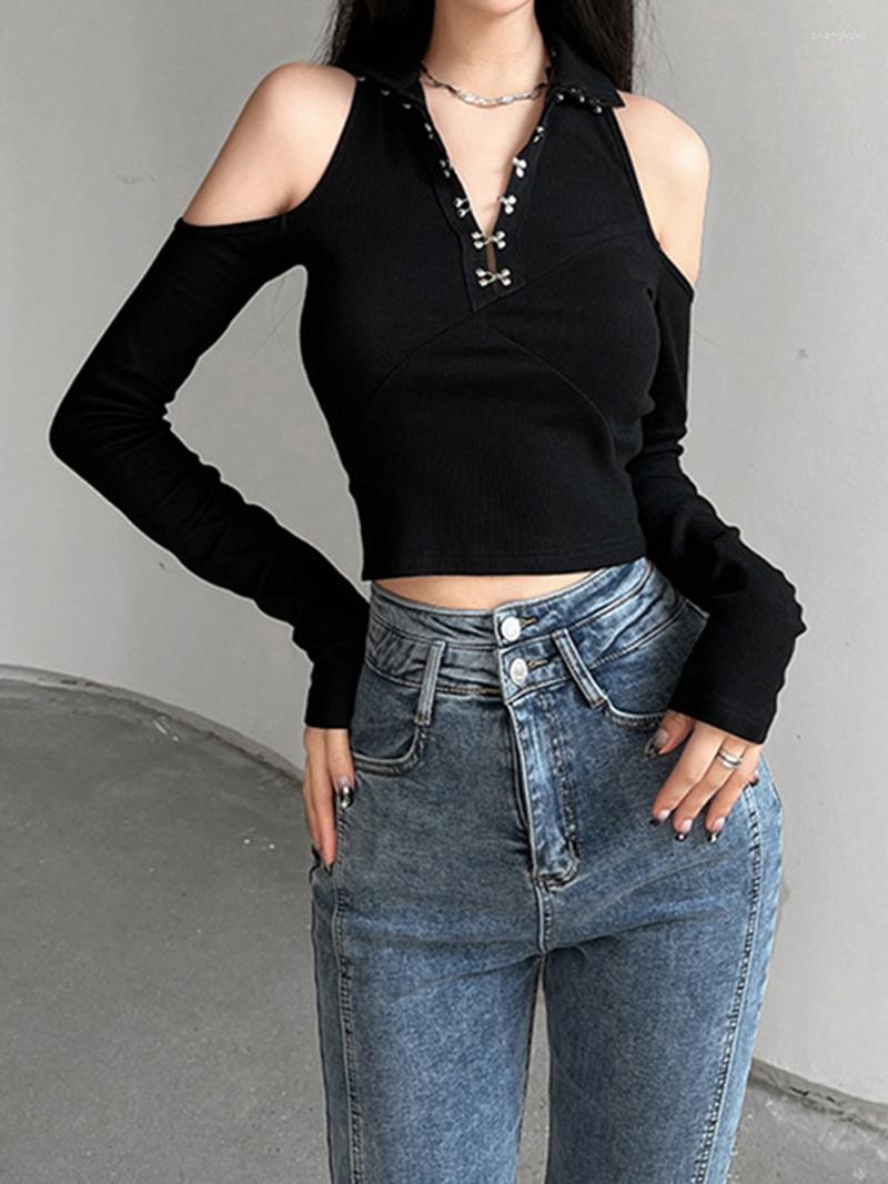 Women' T Shirts Sexy Slim Black Women' Top Spring Korean Fashion Turtleneck Buttons Hollow Out Shoulderless Female Knitted Long Sleeve
Women' T Shirts Sexy Slim Black Women' Top Spring Korean Fashion Turtleneck Buttons Hollow Out Shoulderless Female Knitted Long Sleeve