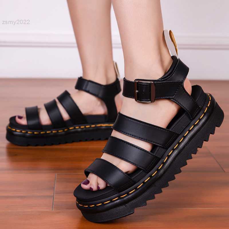 Sandals 2022 Summer New Thick-soled Sandals Women's Leather Roman Sandals Fingerless Metal Buckle Stitching Fashion Comfortable Shoes, White1
Sandals 2022 Summer New Thick-soled Sandals Women's Leather Roman Sandals Fingerless Metal Buckle Stitching Fashion Comfortable Shoes, White1