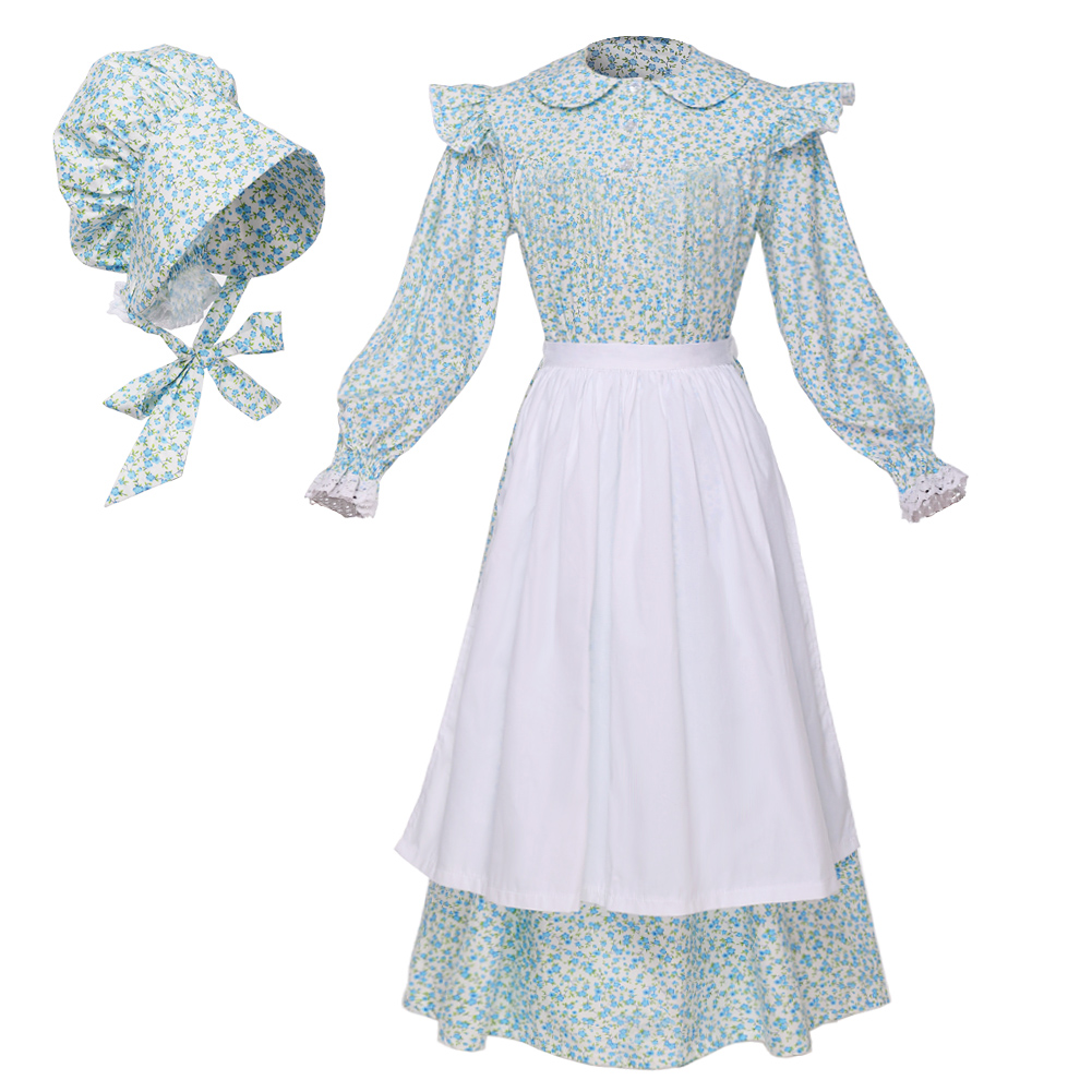 Girls Victorian Maid Cosplay Theme Costume Vintage Floral Long Sleeve Dresses Set for Children with White Apron Bonnet Party Halloween, Blue
Girls Victorian Maid Cosplay Theme Costume Vintage Floral Long Sleeve Dresses Set for Children with White Apron Bonnet Party Halloween, Blue
