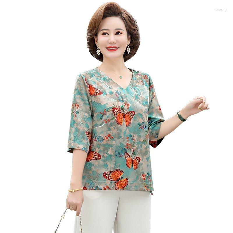 Women's Blouses Women Butterfly Print V Collar Satin Blouse Female Half Sleeve Shirts Casual Elegant Middle Aged Loose Imitation Silk Top, Green
Women's Blouses Women Butterfly Print V Collar Satin Blouse Female Half Sleeve Shirts Casual Elegant Middle Aged Loose Imitation Silk Top, Green